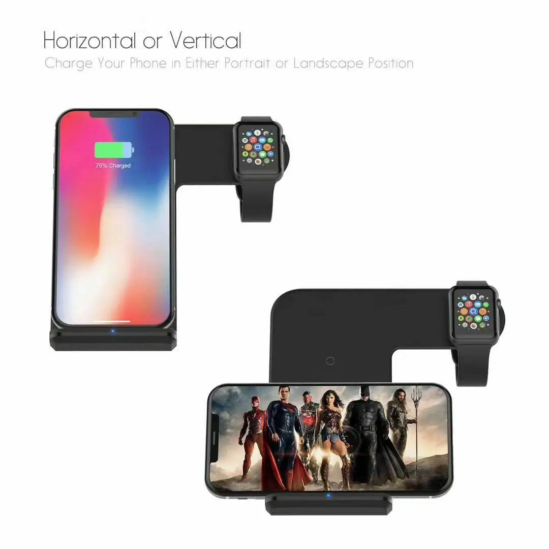 10 Вт Qi Беспроводное зарядное устройство для Apple Watch 4 3 2 1 2в1 быстрая зарядная док-станция для iPhone 11 XS XR X 8 для samsung S10 S9