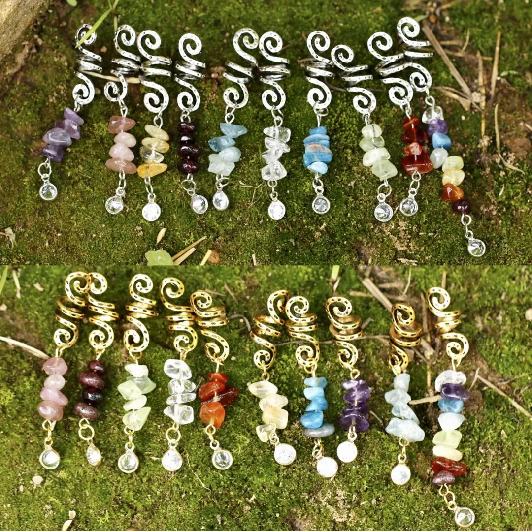 Спиральные волосы викингов плетеные кристаллы бусины для волос натуральные