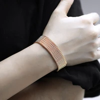 big wide 16mm 585 rose gold color vintage bangle bracelet for women girls watch band chain party wedding jewelry gifts dcb44