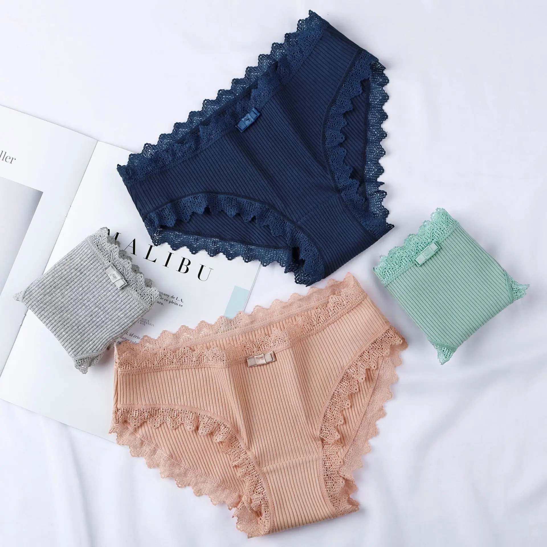 

Lingerie Underwear Women New 2021 Lace Panties Briefs Low Waist Solid Color Girls Cotton Femal Interior