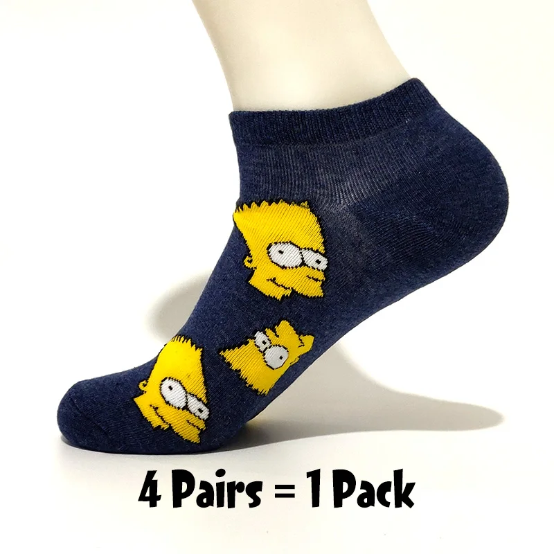 4 Pairs-9 4 пар/упак. Новые мужские носки хлопковые с забавным рисунком для семьи новые милые носки до лодыжки забавные счастливые носки с животными женские Тапочки - Цвет: 4 Pairs-9