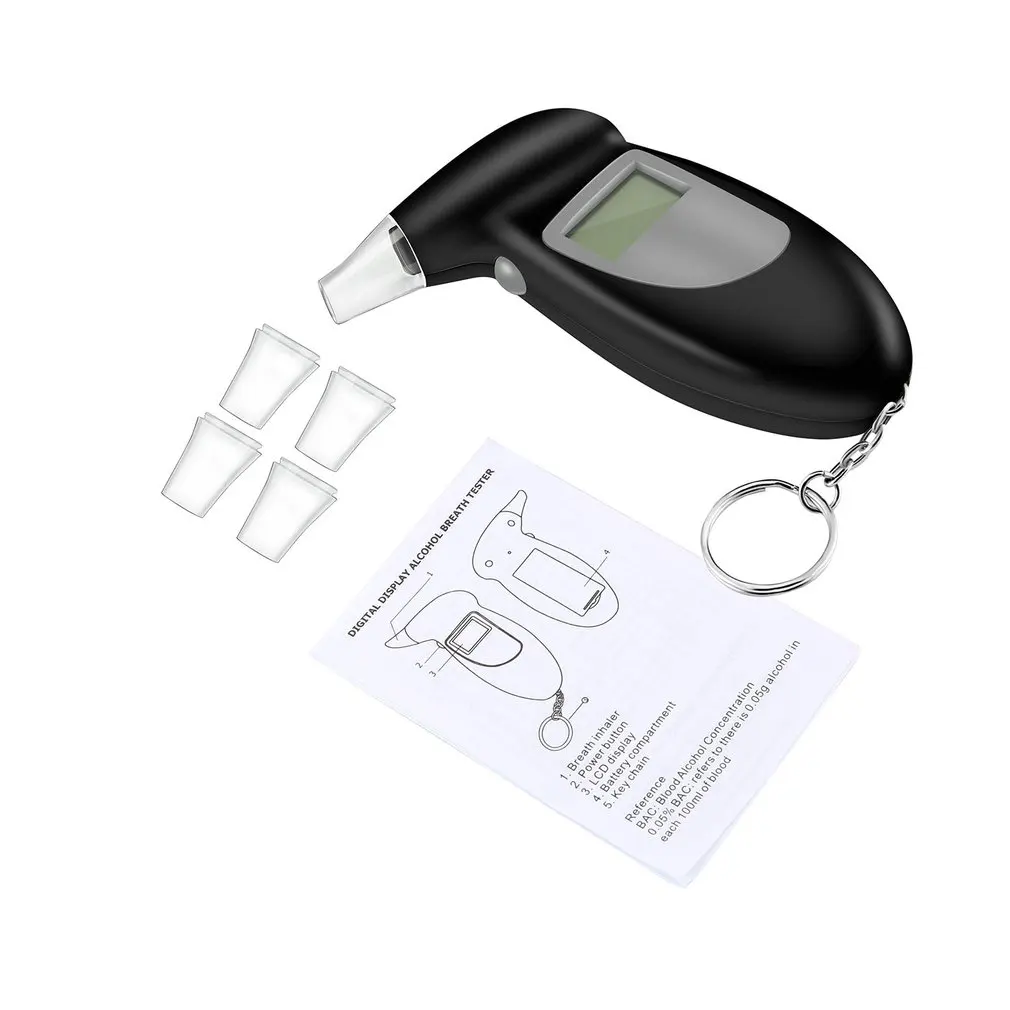 2018 Professional Alcohol Breath Tester Breathalyzer Analyzer Detector Test Keychain Breathalizer Breathalyser Device LCD Screen |