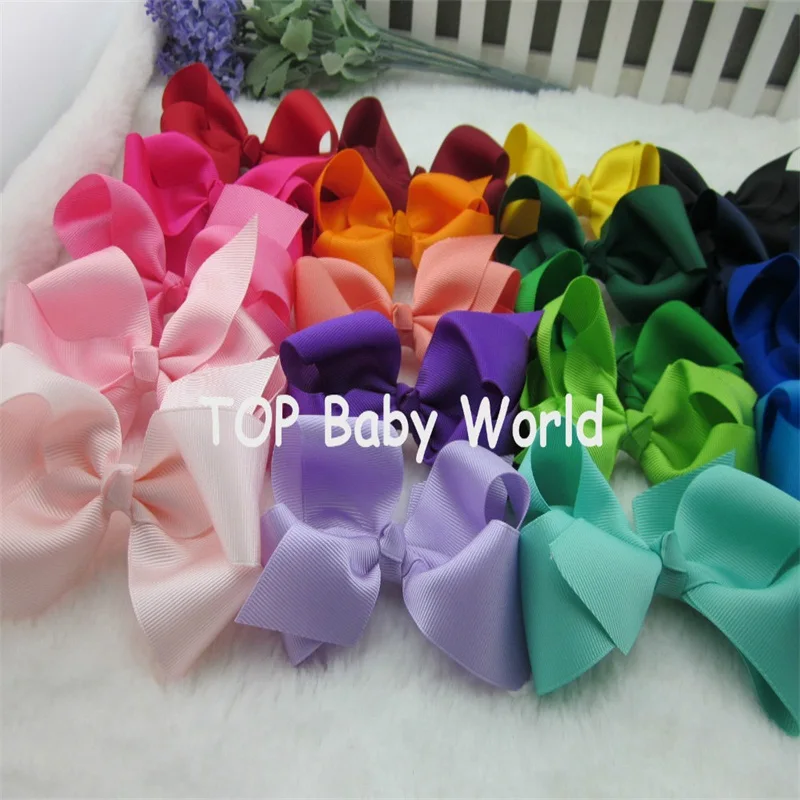XIMA 50 шт./лот 25 цветов 4 дюймовая атласная лента бантики для волос с зажимом детей