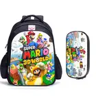 Детские школьные ранцы с Марио Bros, ортопедические рюкзаки для мальчиков и девочек, повседневные сумки для малышей, 16 дюймов