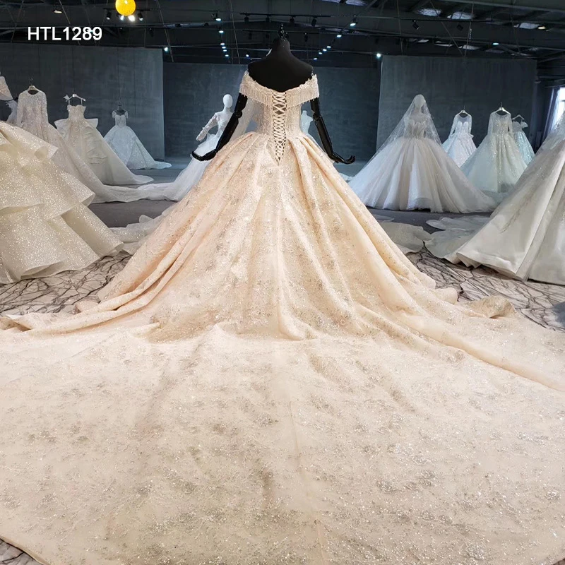 Htl1289 Off The Shoulder Wedding Dress Custom-Made Bead Ball Gown Dress Sequin Champagne Wedding Dress Vestido De Noiva Bride