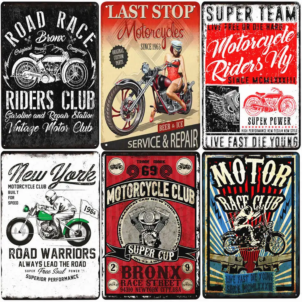 

Service Repair Retro Metal Sign Vintage Motor Club Tin Plaque Garage Motorcycle Decor Rider Wall Poster New York Plate N398