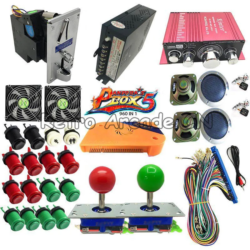 DIY kit Pandora Box 5 PCB jamma 960 в 1 с Happ джойстиком Кнопка монетоприемник источник питания