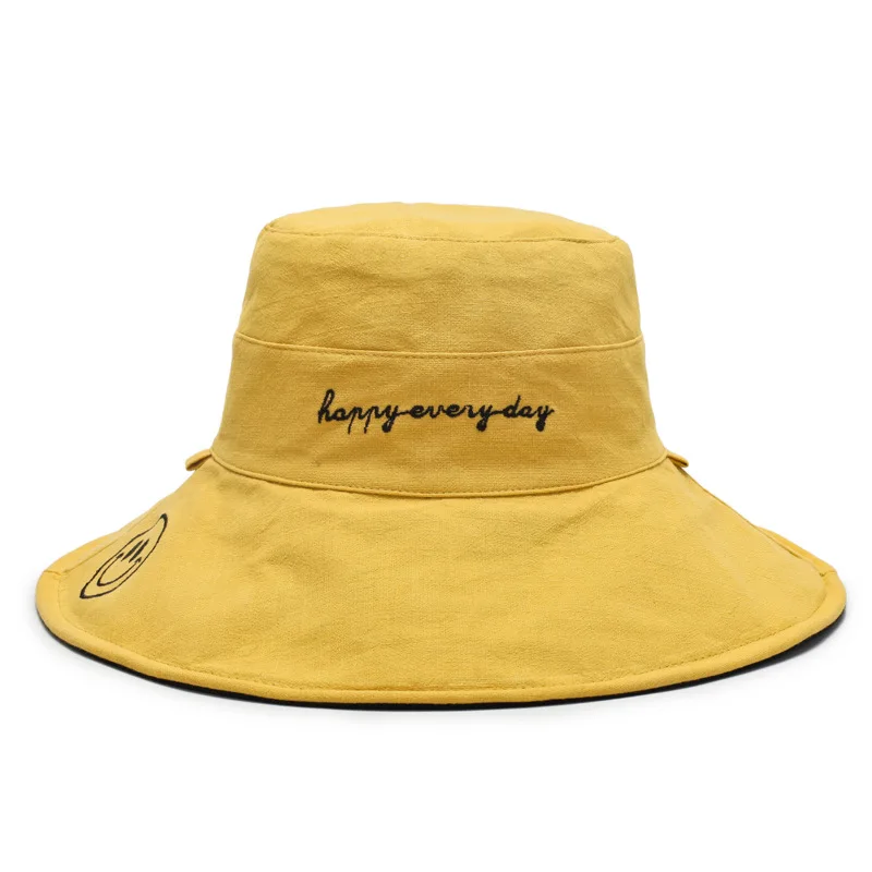 

Letter Unisex Summer Foldable Wide Brim Bucket Hat Women Sunscreen Cotton Fishing Hunting Cap Men Basin Chapeau Sun Prevent Hats