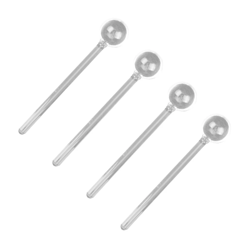 Стеклянные чайные ложки с длинной ручкой 4 шт. посуда прозрачные кофейные для