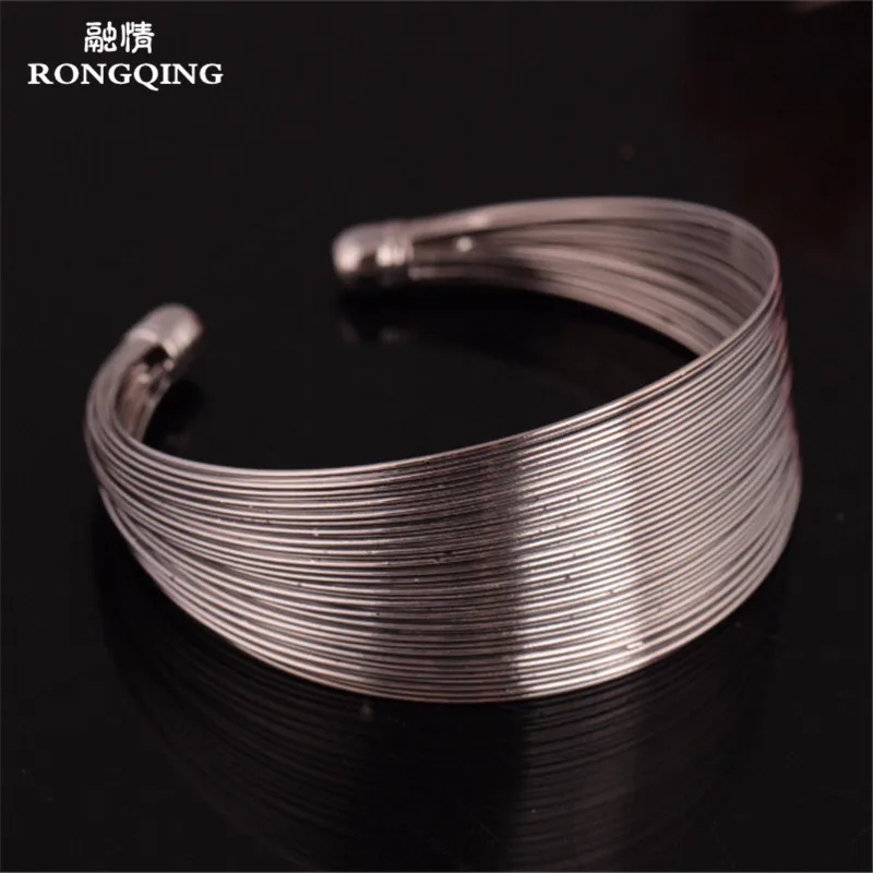 12pcs/Lot Open Size Metal Wire Chain Bracelet Bangles Multi-layer Jewelry Bracelet Femme Cuff Indian image 4