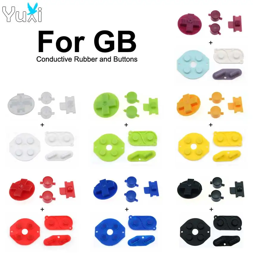 YuXi Green Yellow Red Blue Black White Conductive Rubber A B D-Pad DIY Buttons For Gameboy Classic For GB DMG Repair Parts
