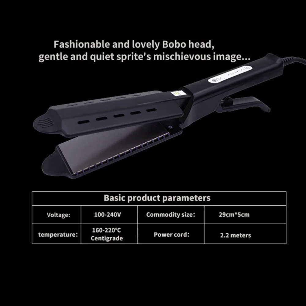 

1pc Electrical Splint Straight Hair Clamp X Shape Scissors Shape Splint Hair Straightener for Salon Barber with US Plug (Black)