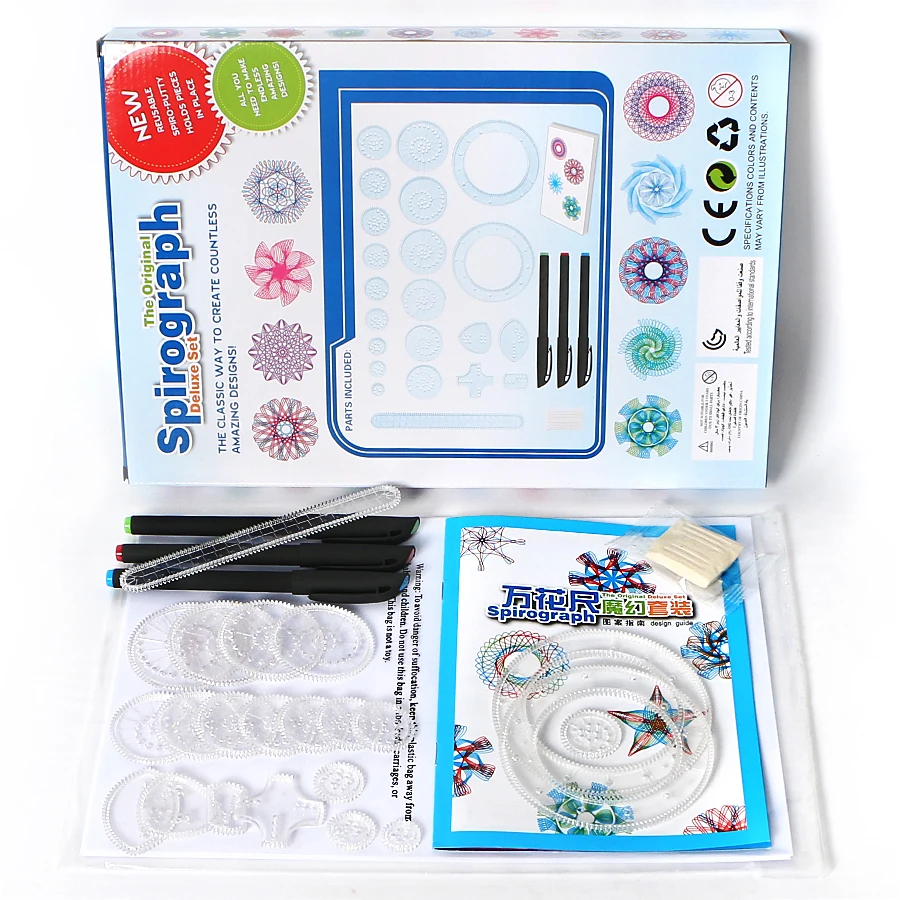 Набор игрушек для рисования Spirograph с 3 ручками + 22 аксессуарами спиральные