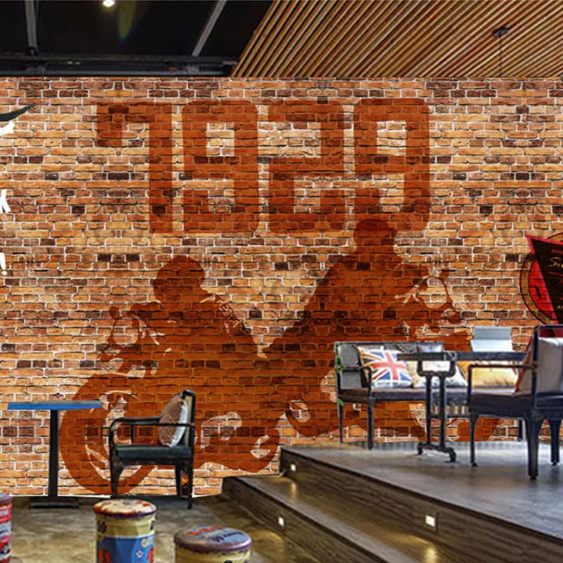 Пользовательская ретро 3d кирпичная роспись кирпич антикварная стена бумага для