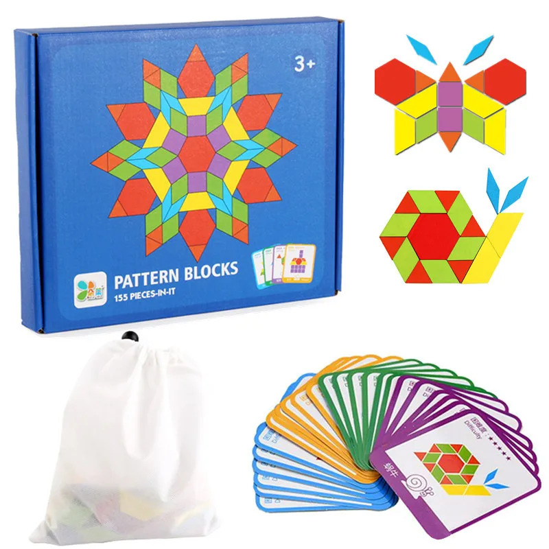 

Montessori 155pcs Wooden Jigsaw Puzzle Board Set Colorful Baby Montessori Educational Toys for Children Learning Developing Toy