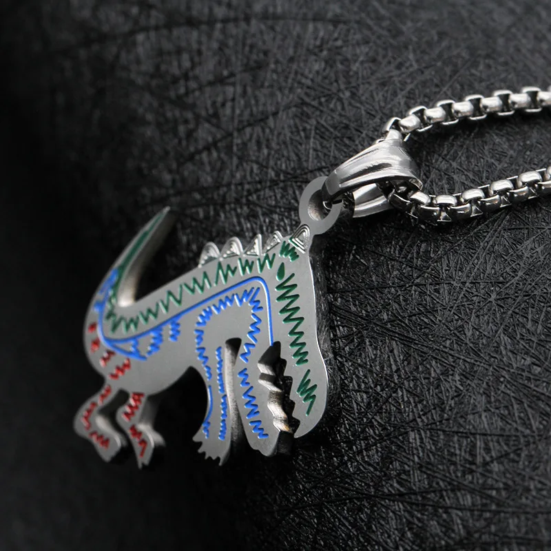 Панк крутой тираннозавр рекс подвеска из нержавеющей стали мультфильм динозавр