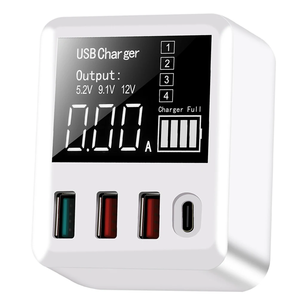 Интеллектуальное настенное зарядное устройство USB Type C PD 4 порта быстрое 30 Вт QC3.0 UK