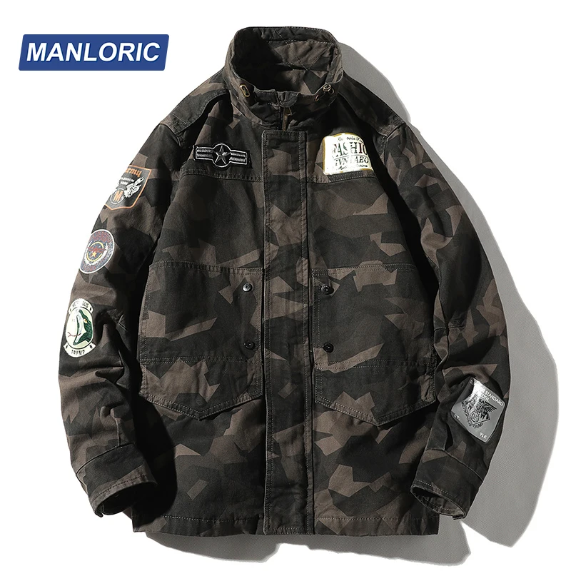 

MANLORIC 2020 Fall and Winter Cotton Stand Collar Camouflage Casual Man Jacket Fashion Men Clothing Japanese Streetwear Coat