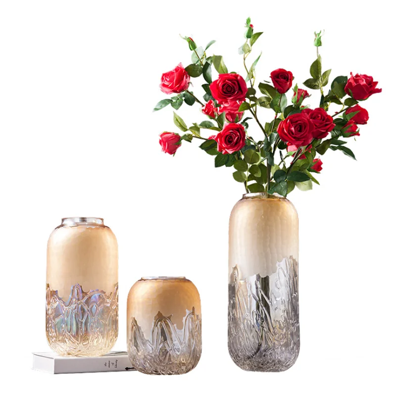 Высококачественное стекло ваза современная Гальваническая Золотая большая вазы