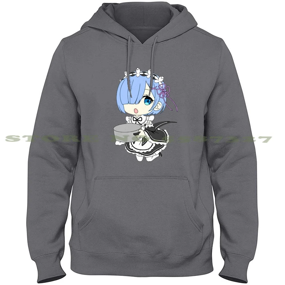 Фото Худи Rem Chibi из 100% чистого хлопка футболка Rem Ram Re Zero Начальная жизнь в другом мире Ri Zero Kara Hajimeru Isekai Seikatsu №1