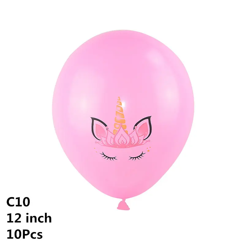 10pcs-C10 10 шт. 12 дюймов Единорог латексные шары Набор DIY мультфильм Лошадь Единорог шары принцесса день рождения украшения свадебные шары - Цвет: 10pcs-C10