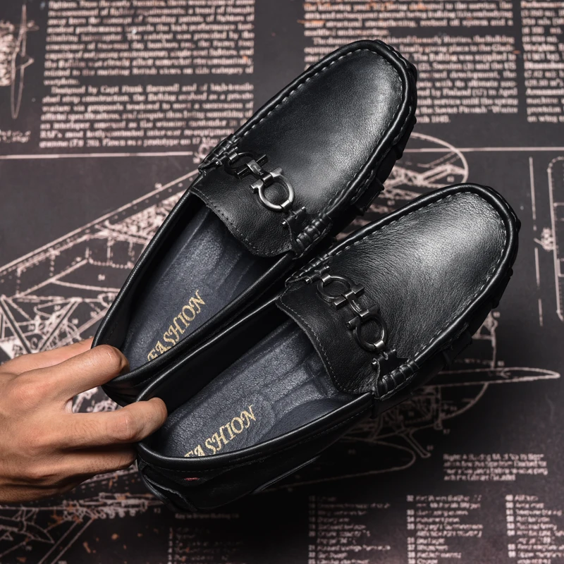 

Luxury brand Italian Shoes Men Spring Autumn Casual Dress Loafers genuine Leather Design Unique Business Moccasins Footwear