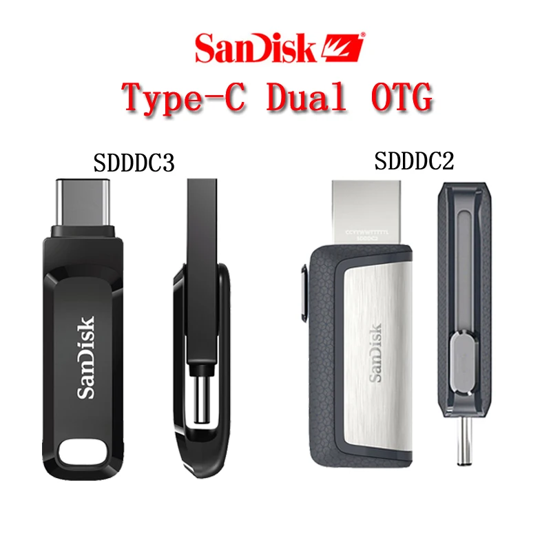 Флеш-накопитель Sandisk Ultra с двумя USB 3 1 OTG Type-C 256 ГБ 128 флешка 150 64 32 для смартфонов и