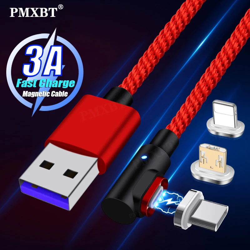 

90 Degree Magnetic Cable Micro USB Type C Fast Charging For iPhone 12 11 Por Huawei Xiaomi Mobile Phone USB C Magnet Charge Wire