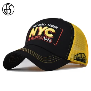 Imported FS 2023 Summer Yellow Mesh Cap For Men Women New York City Trucker Hats High Quality Breathable Base