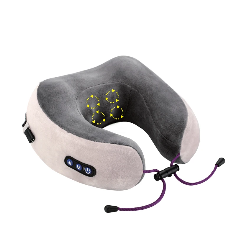 Rechargeable 4 heads KIKI NEWGAIN Массажная u-образная Подушка многофункциональная для плеч и шейного позвонка электрическая уличная портативная Автомобильная забота о здоровье - Цвет: Rechargeable 4 heads