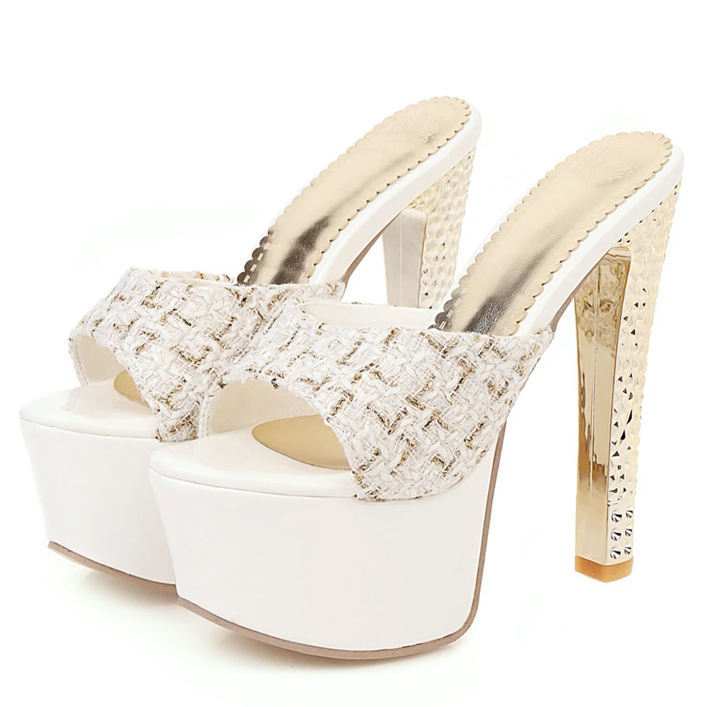 

Сланцы женские на платформе и высоком каблуке, роскошные дизайнерские сандалии, пикантная Уличная обувь, большие размеры, черные, белые, на ...