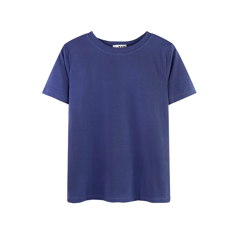 

Summer 2021 New Solid Color Short-Sleeved T-shirt for Women Ins Popular Net Red Ocean Style All-Match Harajuku Style Chic