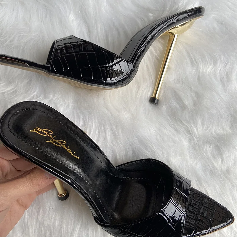 Мюли женские на очень высоком каблуке 2021 см сланцы сандалии шпильке пикантная