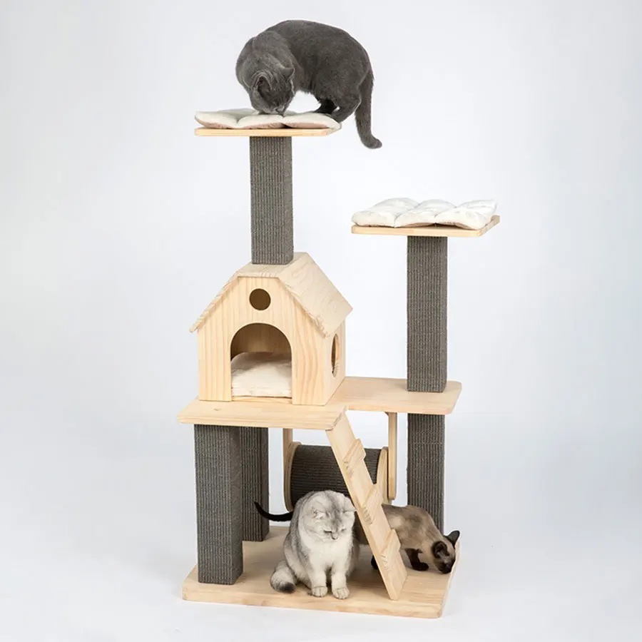 

Импортная финская сосна твердая древесина кошачье дерево для скалолазания башня гнездо для кошачьего дерева дом для кошки фитнес-Рама Бесш...