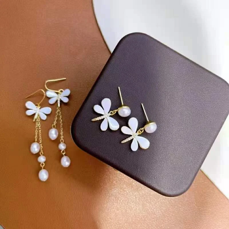 

Основа белая бабочка дизайн натуральный сережки с культивированным жемчугом элегантные модные ювелирные изделия из жемчуга