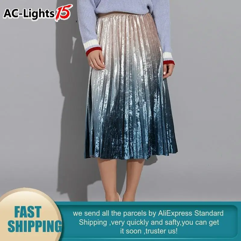 Юбка Женская Длинная с высокой талией плиссированная юбка А-силуэта в стиле