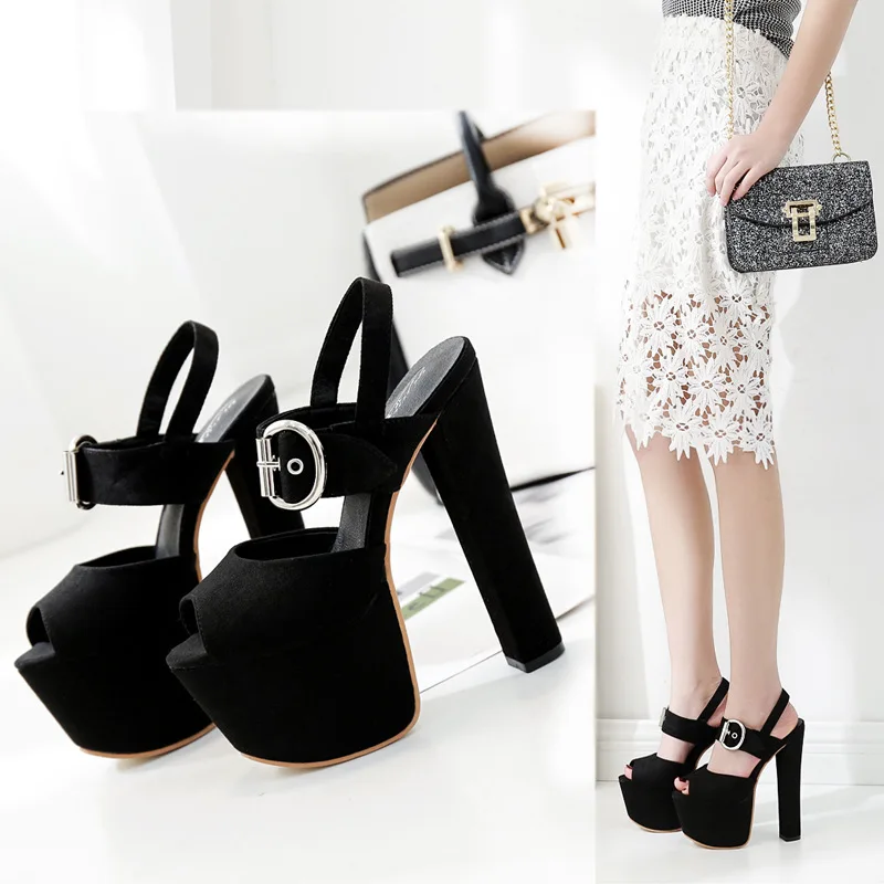 

2019 новые летние 17 см на толстой подошве сандалии модная платформа сандалии со стразами, модельные туфли на очень высоком каблуке женские на ...