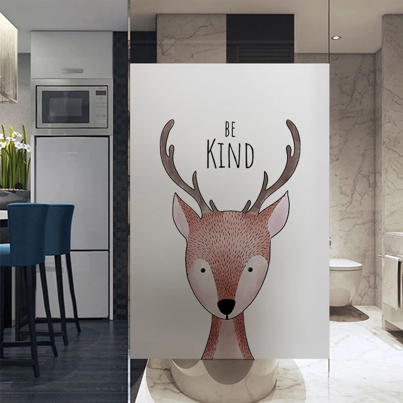 Мультяшная пленка для окон с Львом слоном оленем витражная Переводные виниловые