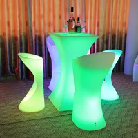 Illuminated furniture remote control LED outdoor waterproof cocktail table colorful discoloration hotel bar KTV high square bar