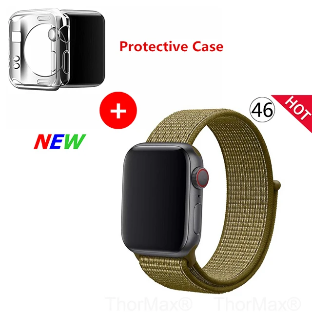 Нейлоновый спортивный бесшовный ремешок для наручных часов iwatch, 4 цвета, в полоску, легкий мягкий сплетенный ремешок для наручных часов Apple Watch 4 серии 3/2/1 38 мм 42 мм 40 мм 44 мм - Цвет ремешка: 46-Olive Flak