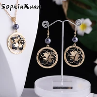 sophiaxuan jewelry sets hibiscus flowers dropship pearl necklace set hawaiian polynesian gold plated necklace sets for women