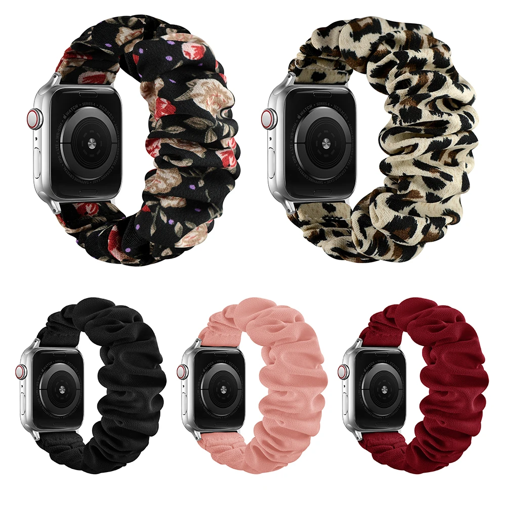 

Women Scrunchie Strap for Apple Watch SE Band Series 6 5 4 3 2 1 40mm 44mm Bracelet for iwatch Elastic Solo Loop Band 38mm 42mm