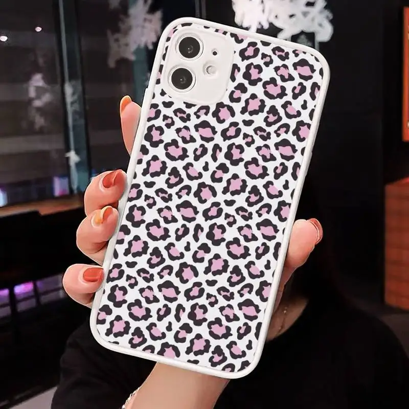 

Leopard pattern luxurious sexy Phone Case Matte transparent For White iPhone 12 Mini 11 Pro XR XS Max 7 8 Plus X Back Cover