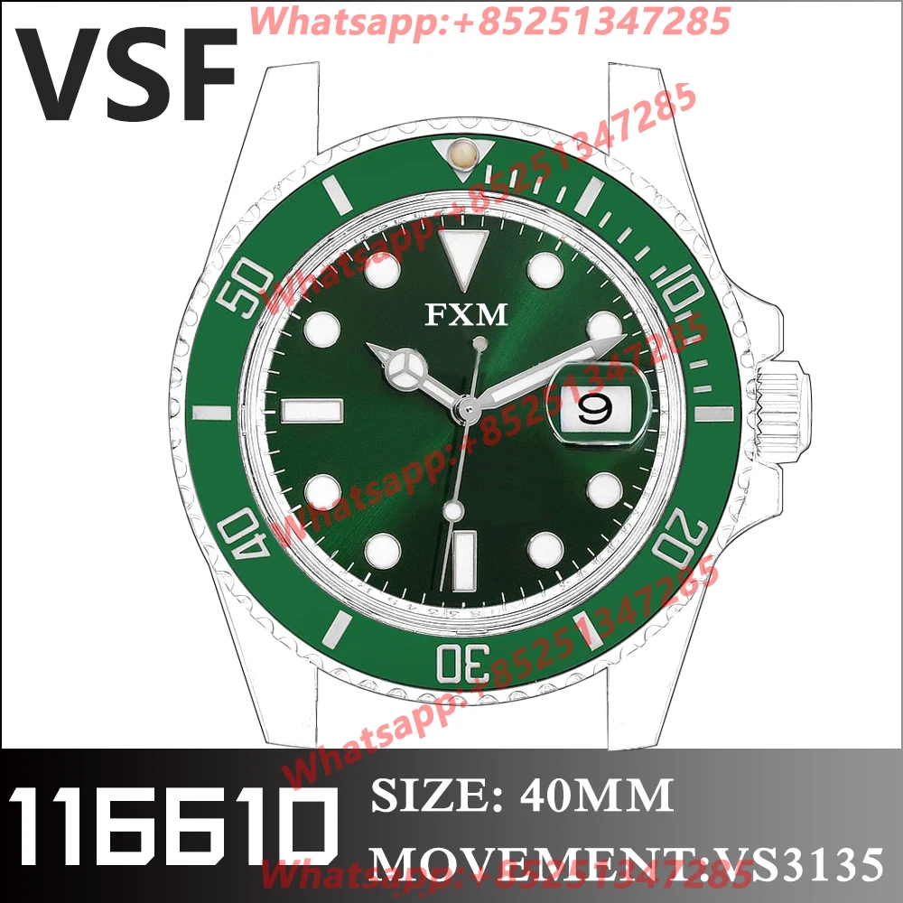 

Men's Automatic Mechanical Luxury Brand Watch 40MM Hulk 116610 LN VSF LV 904L NOOB 1:1 AAA Replica Super Clone V12 VS3135 Clocks