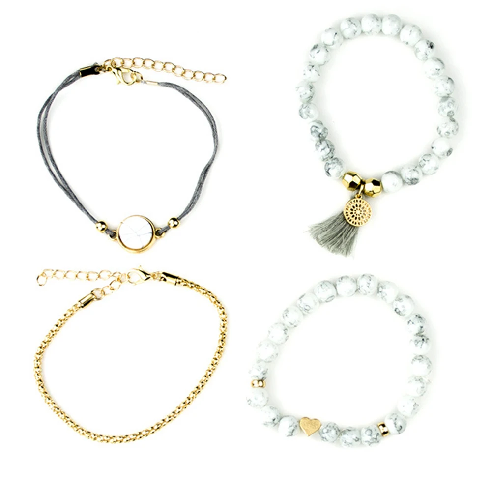 4 шт. набор модных элегантных женских богемных бирюзовых бусин с кисточкой