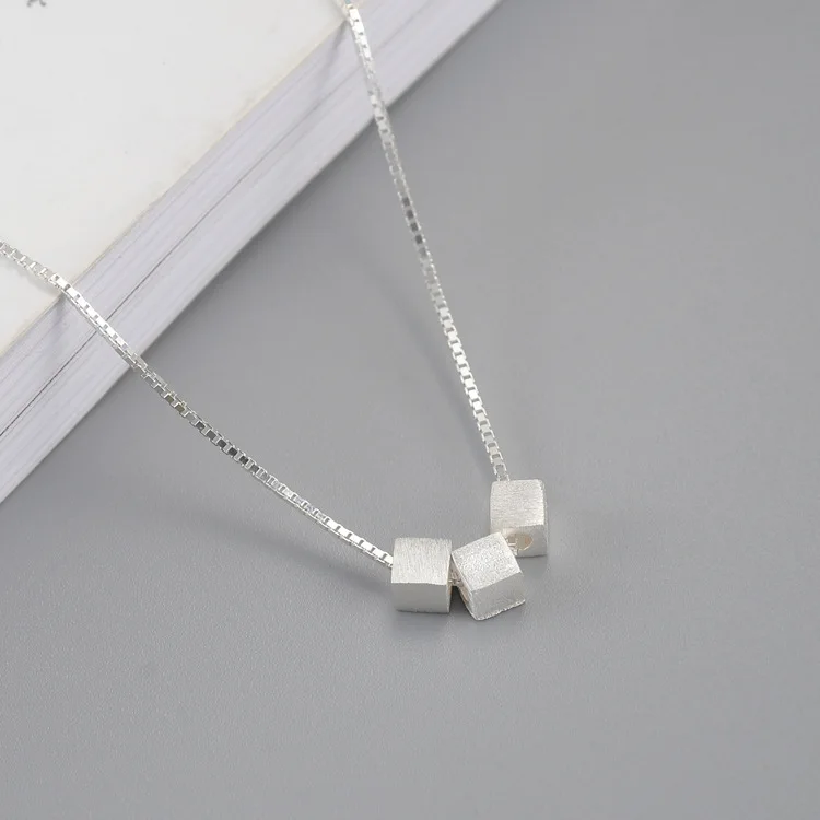

REETI New Arrivals real 925 Sterling Silver Three squares Necklaces Pendant Hot Sale Pure Silver Jewelry for Women
