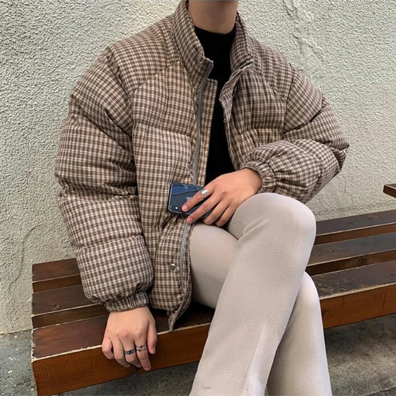 2019 Новинка зимы Молодежная Корейская версия из Для мужчин с воротником клетчатой