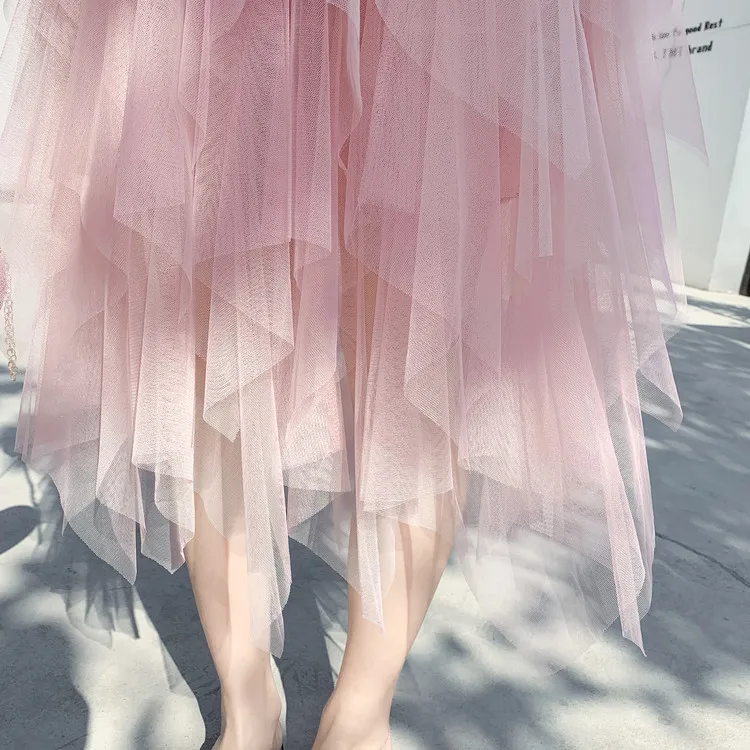 Женские фатиновые юбки, s Faldas Mujer Moda,, модные, эластичные, высокая талия, сетка, пачка, макси, плиссированная, длинная, миди, Saias Jupe, Женская юбка