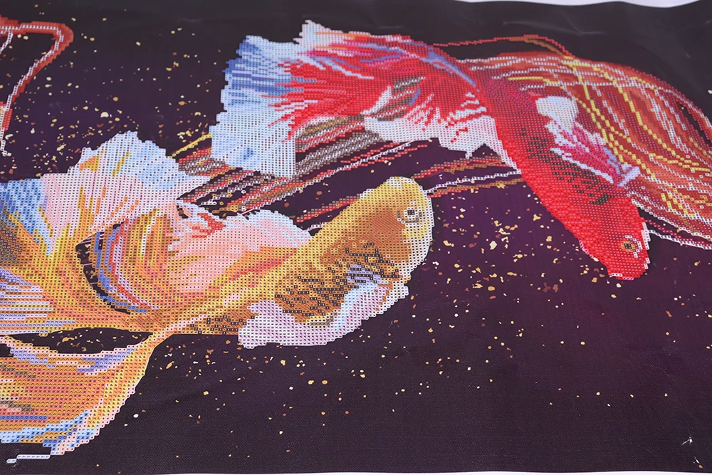 

2021 new arrive 5D Needlework Diy Diamond Painting Cross Stitch Fish Printed princess Goldfish Diamond Embroidery round AB Drill