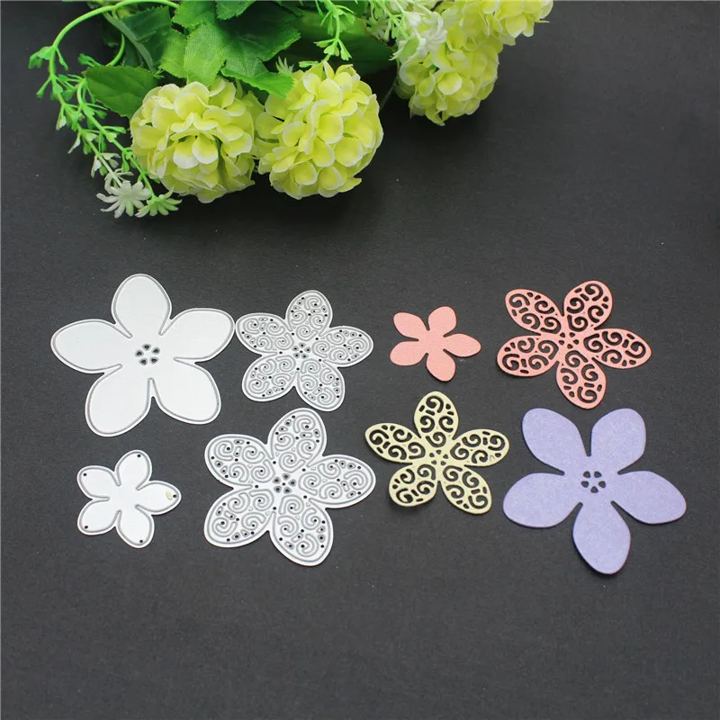 

Metal Cutting Die Of 4 Flowers Scrapbooking Mold Paper DIY Cards Postcard Handmade Craft Stencil Album Handcraft Embossing Mould